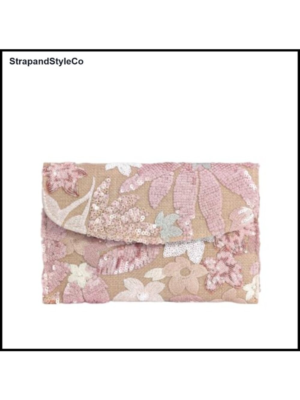 Embroidered Beaded Sequin Floral Clutch Evening Bag Satin Lined